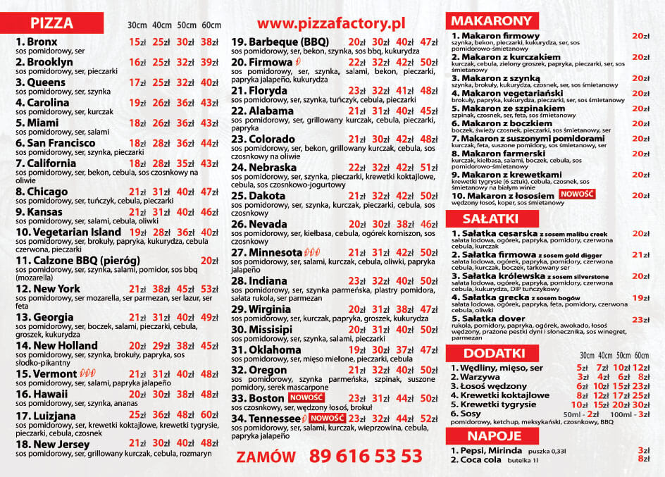Ulotka Pizza Factory